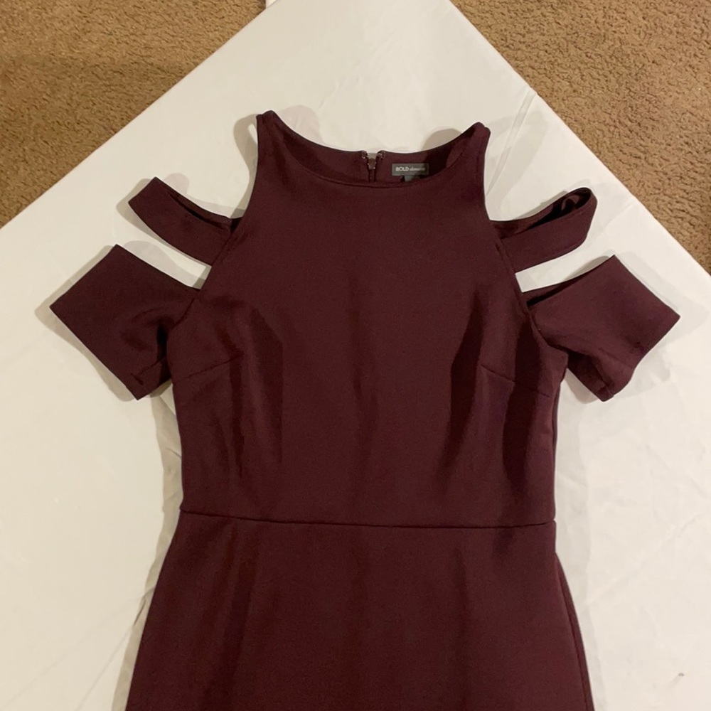 Dark Purple Split Sleeve Halter Top Formal Dress